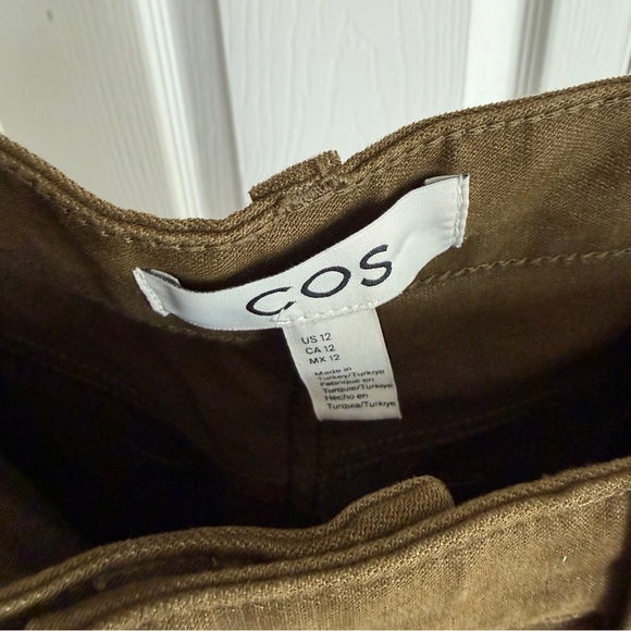 COS | Tapered Leg High Rise Chino Pants Trousers Textured Green Size 12 - Picture 5 of 9